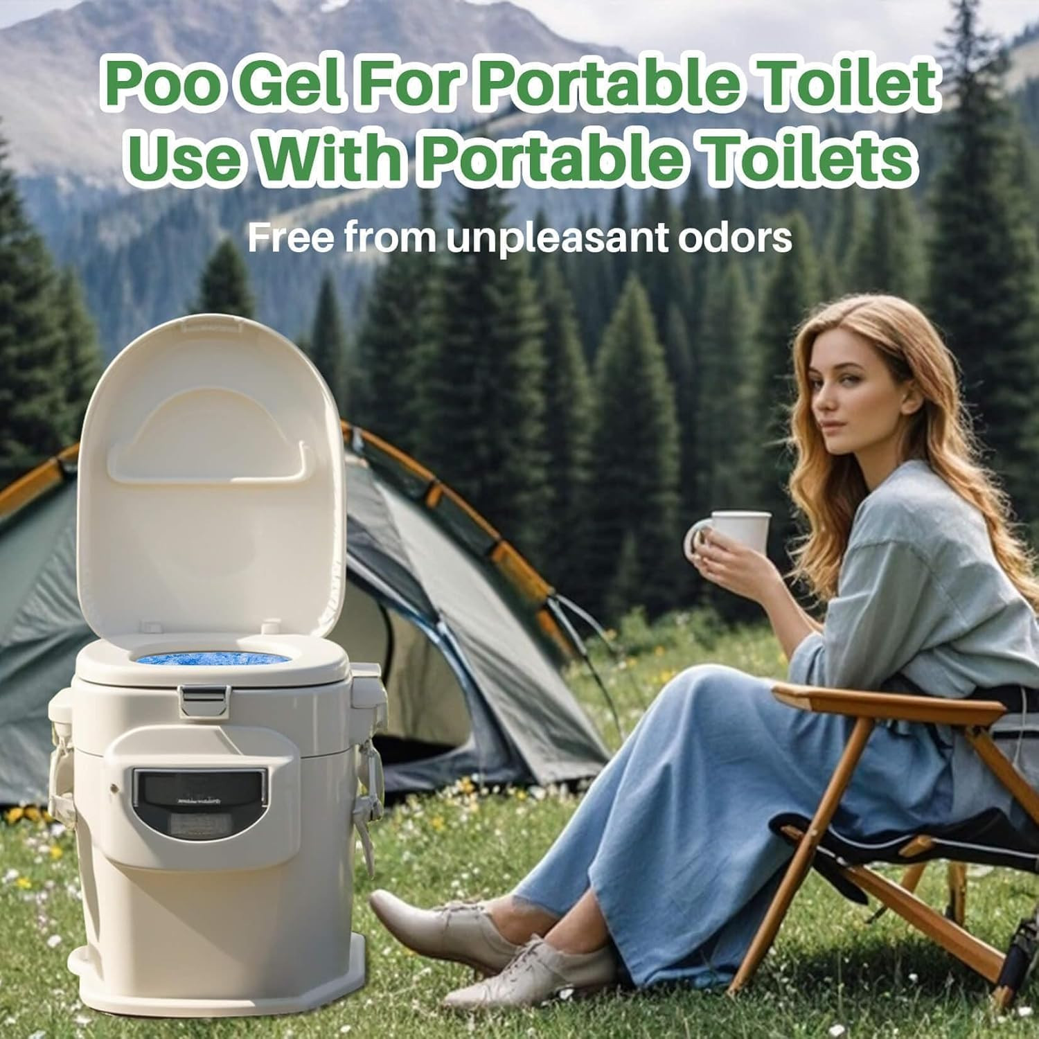 28 Packs Poo Gel for Portable Toilet – Camping Toilets Bags Lemon Eco Gel for Ca