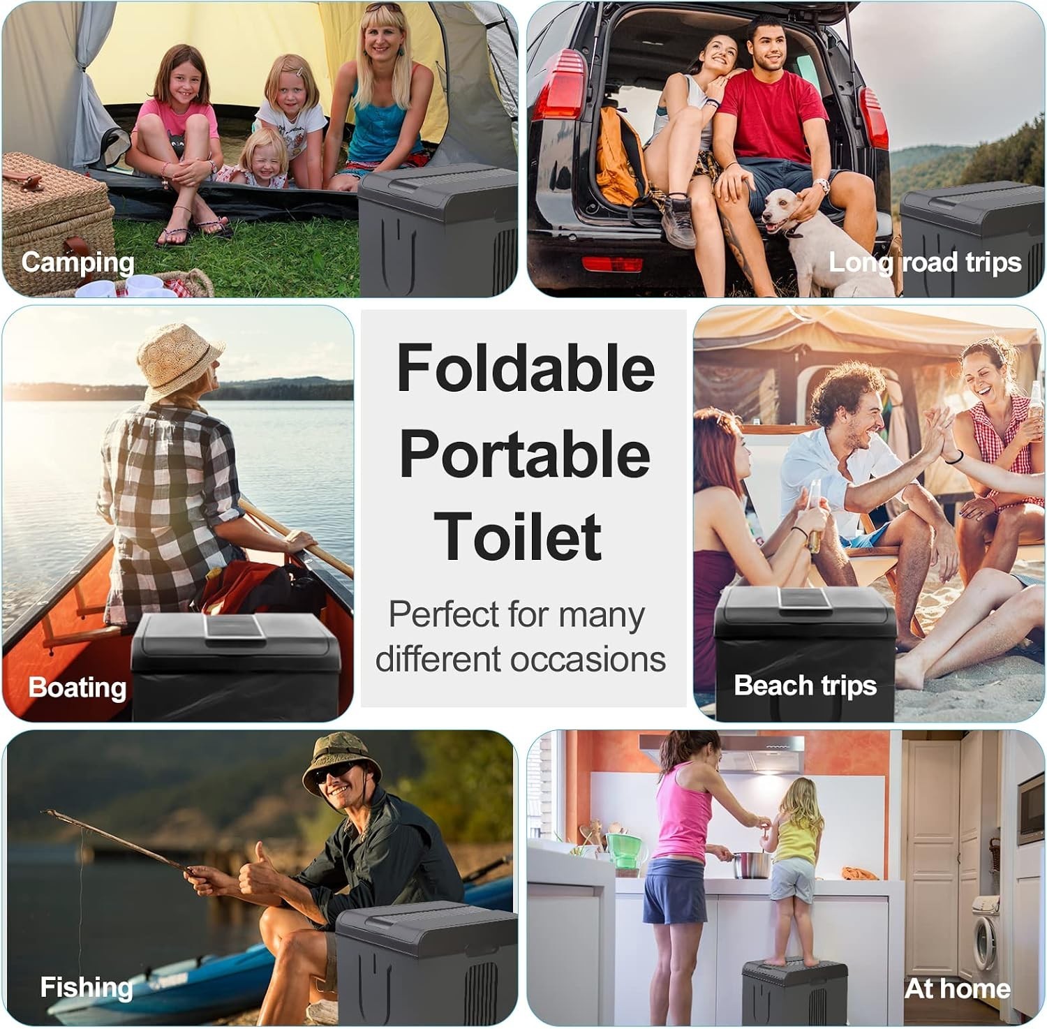 XXL Portable Toilet Camping Toilets for Car Indoor Outdoor Commode Foldable T.