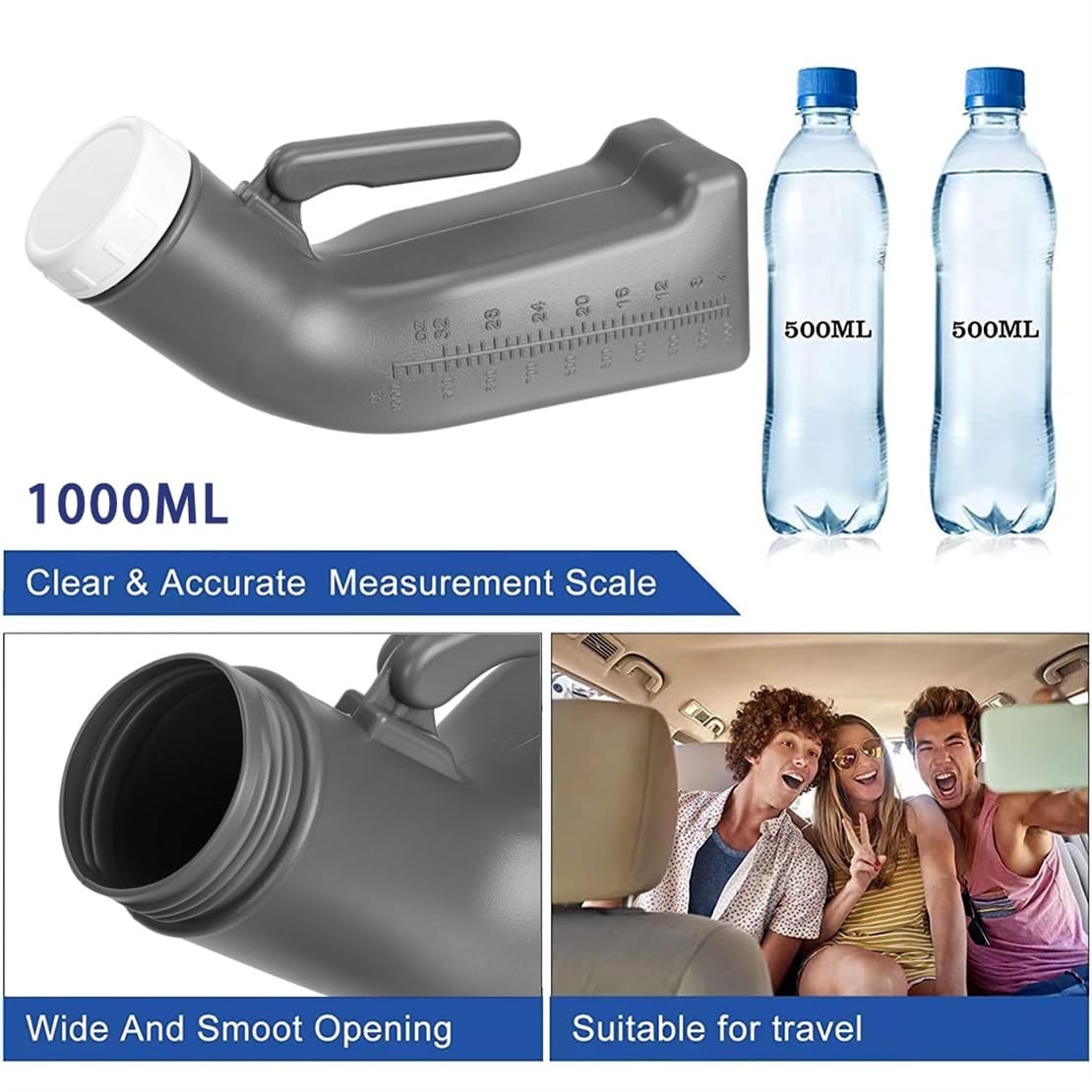 Urine Bottle for Men Emergency Urine Bottle 1.2L Portable Urinal Reusable…