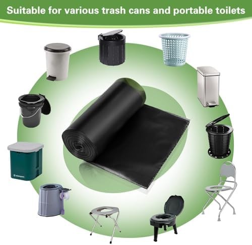 100 Portable Toilet Bags, Biodegradable with Drawstring & Lemon Scent, for 5-…