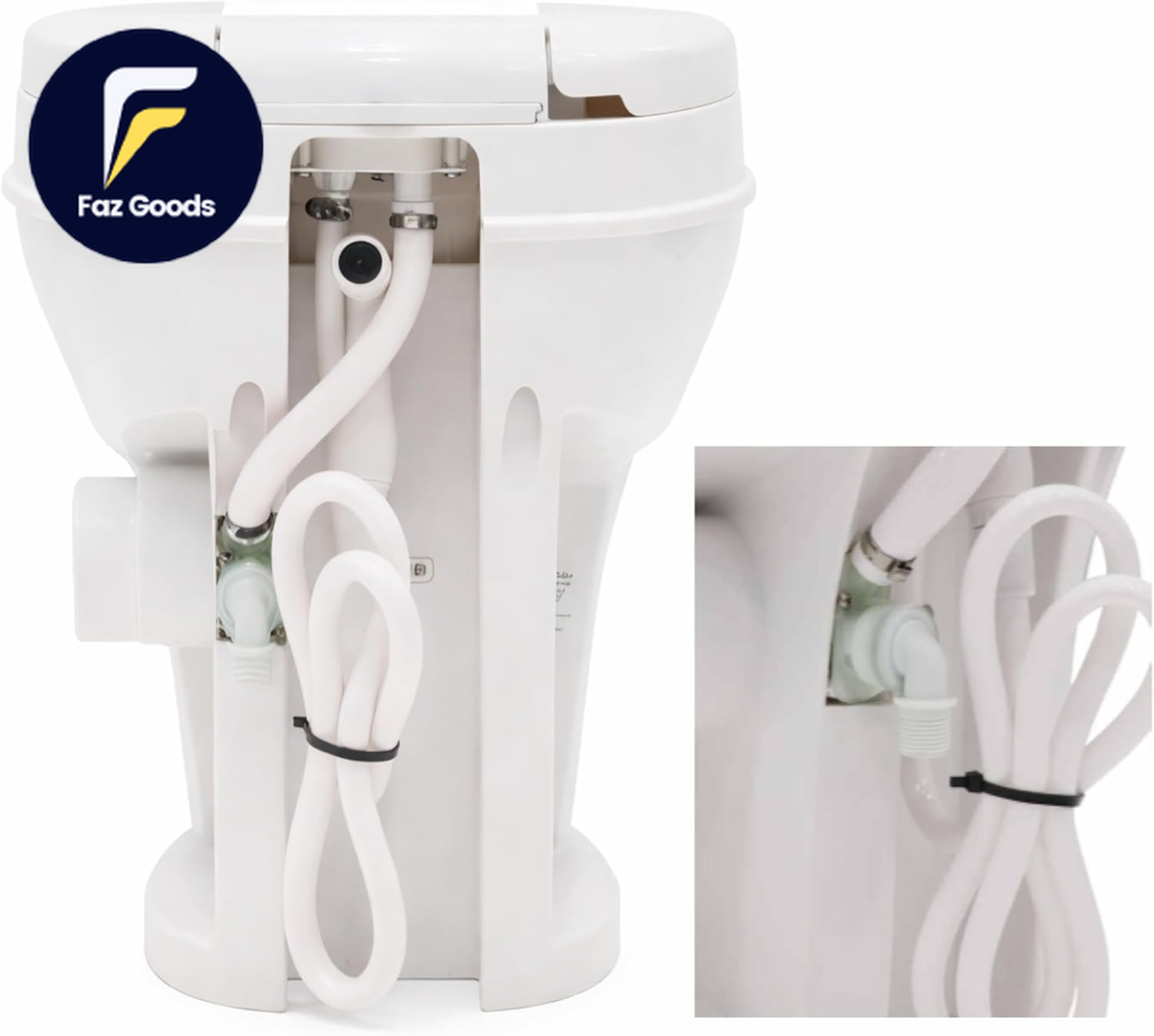 RV Toilet with Sprayer Attachment White 18.4” Residential Height, Gravity Flush