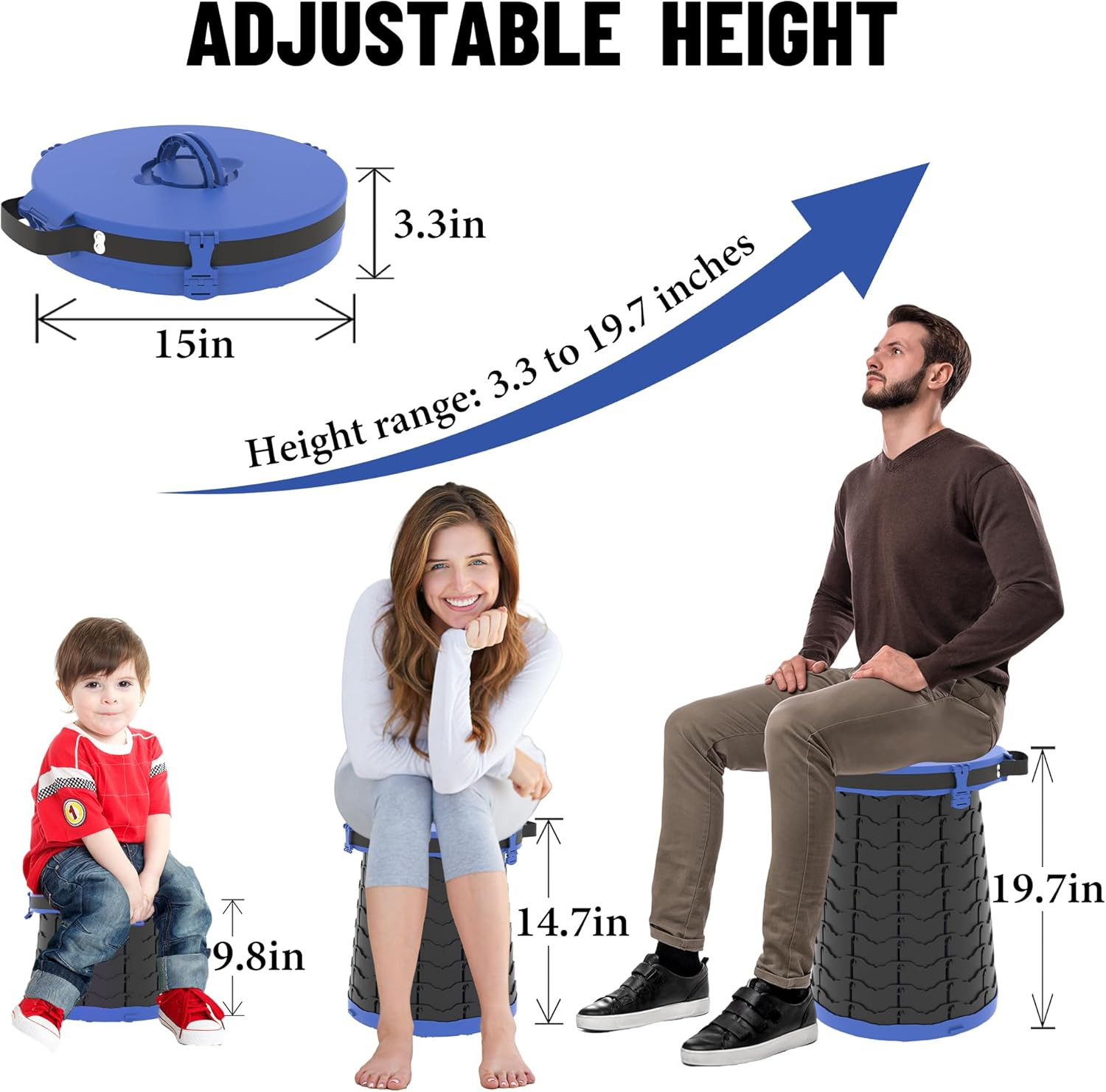 ALEVMOOM XXL Portable Toilet for Camping,880Lbs Capacity,19.7″ H Adjustable Outd
