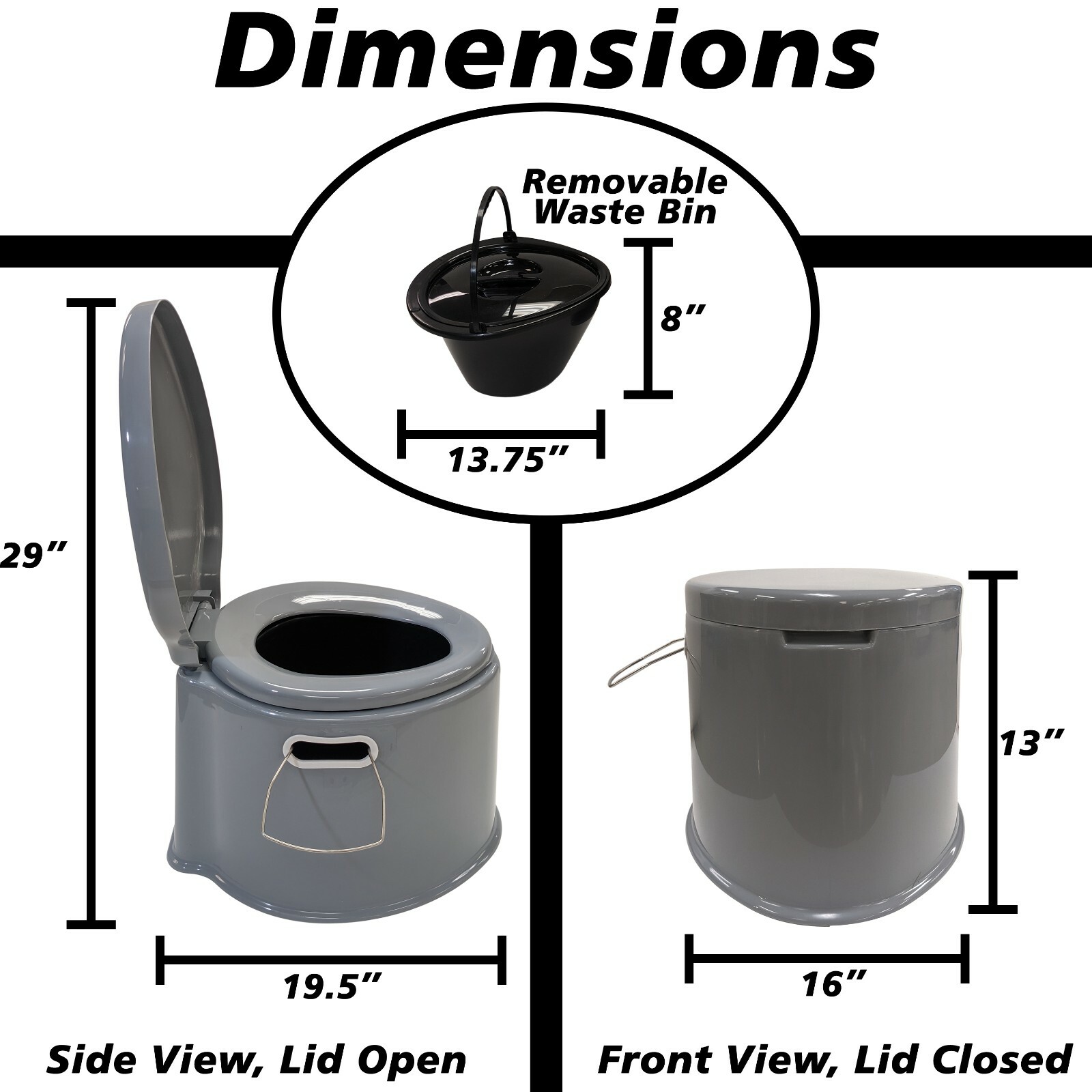 Portable Travel Toilet with Toilet Paper Holder and Removable Waste Bucket