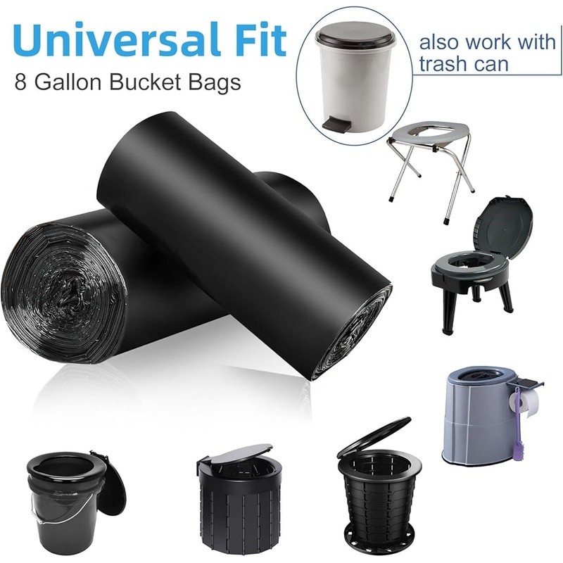 Biodegradable Portable Toilet Bags Drawstring Camping Waste Bags 50 Count New