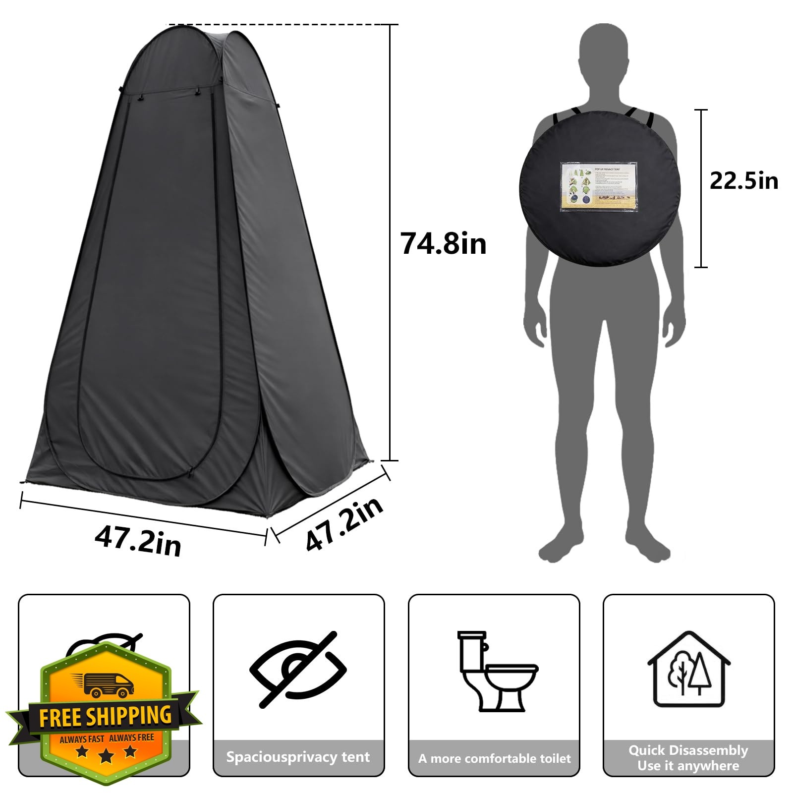 campmemory portable toilet black tent