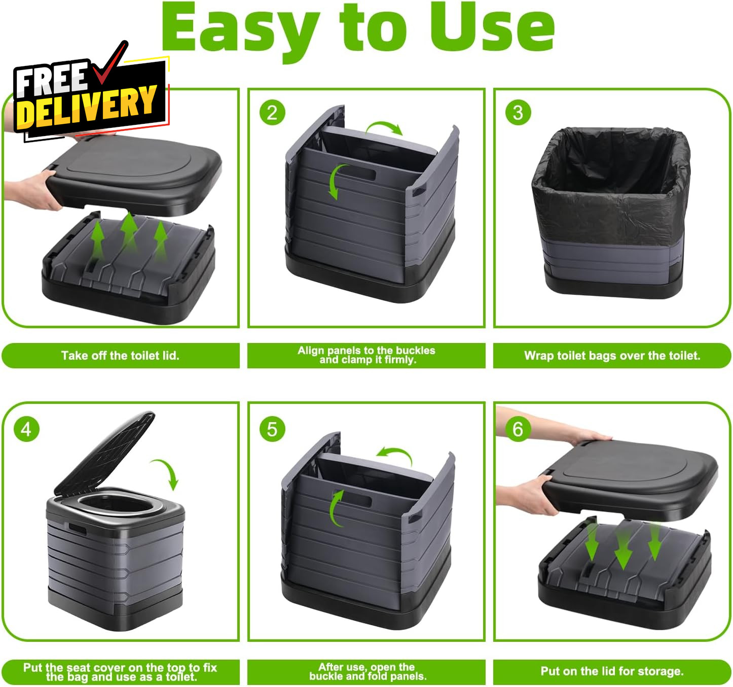 XXL Portable Toilet for Adults 16 Tall Camping Toilet with Lid and Carry Bag H..