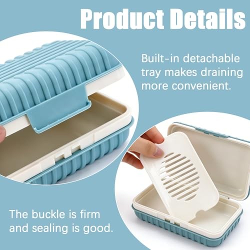 3Pcs Travel Bar Soap Holder, Portable Leakproof Soap Dish Container with Lid