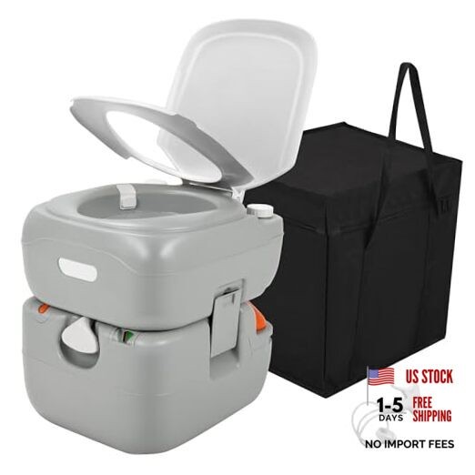 Portable Toilet 5.8 Gallon, Camping Porta Potty with 5.8gal-premium Gray