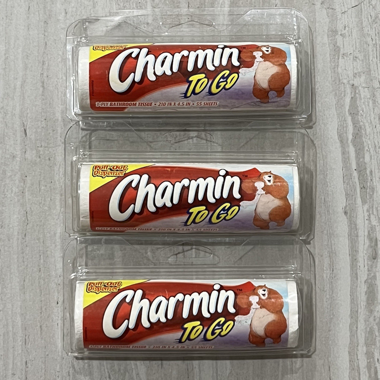 Charmin To Go Toilet Paper Bath Tissue 55 Sheets 2003 Y2K Travel Lot Of 3 1 Ply