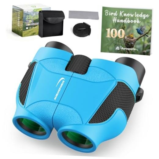 15×25 Compact Binoculars for Kids – Small Binoculars Lightweight with Blue