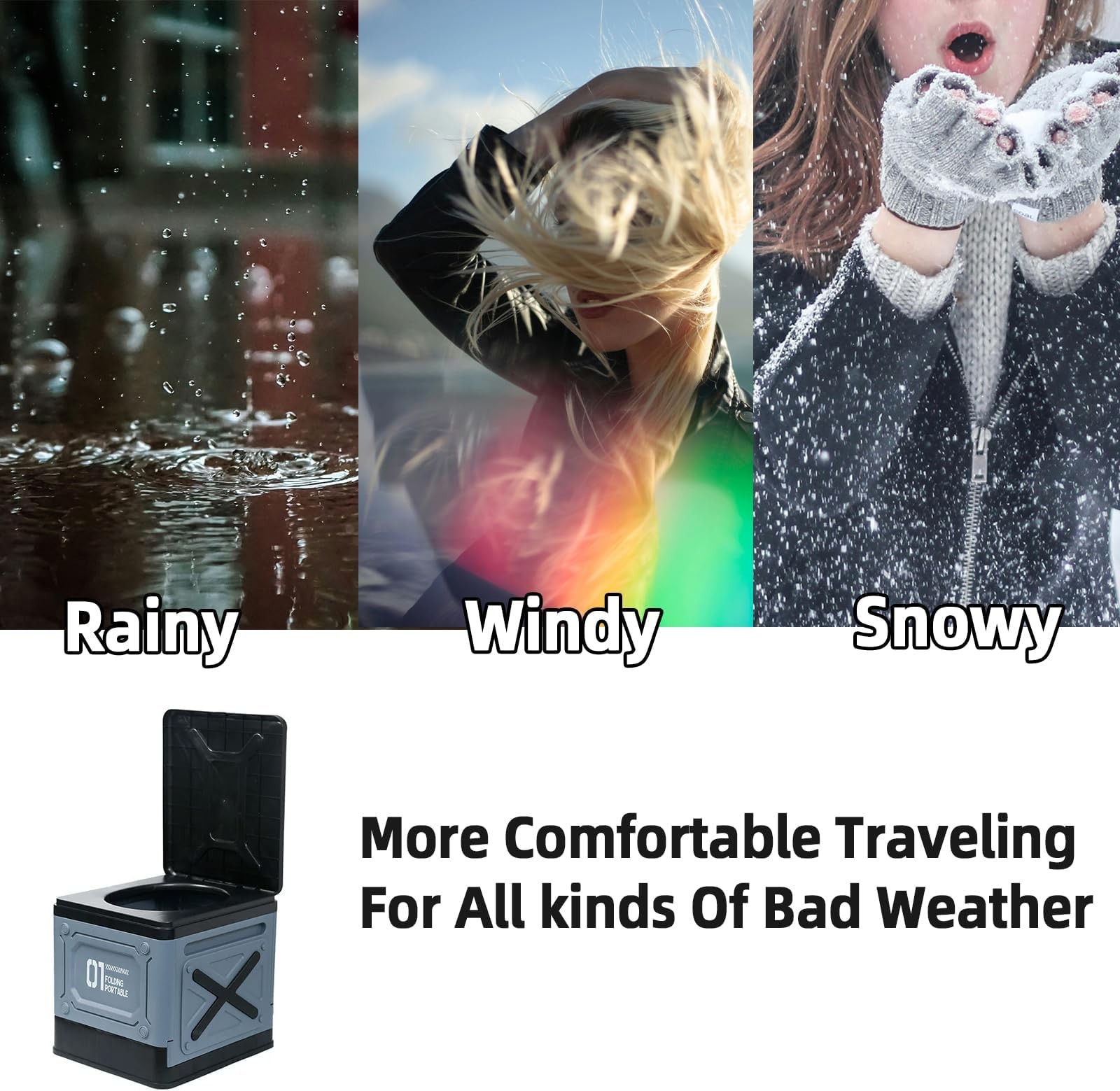 Multifunctional Foldable Portable Car Toilet Lightweight Outdoor Camping & Tr…