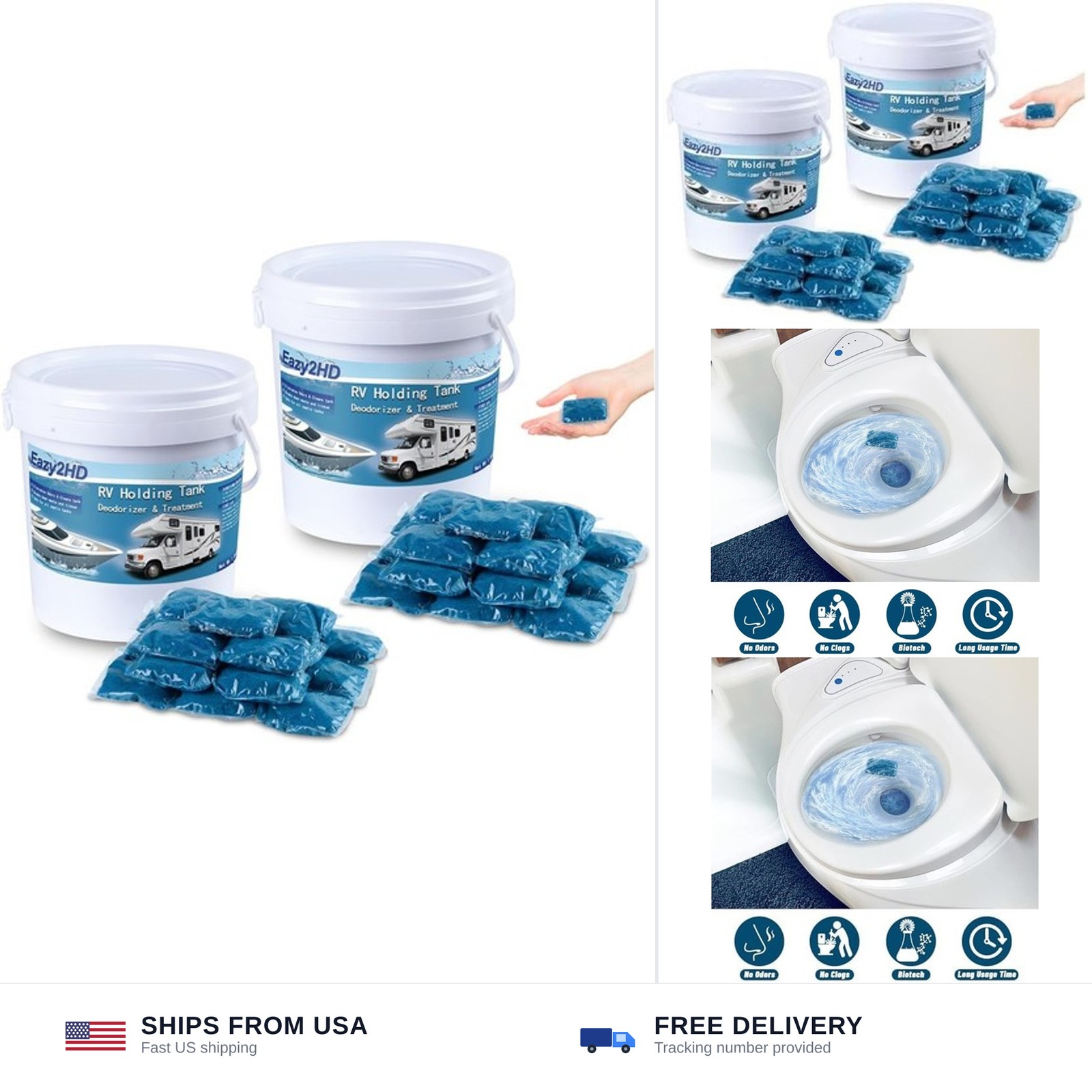 Eazy2hD RV Toilet Treatment Holding Tank Deodorizer for RV Black Tank Chemica…