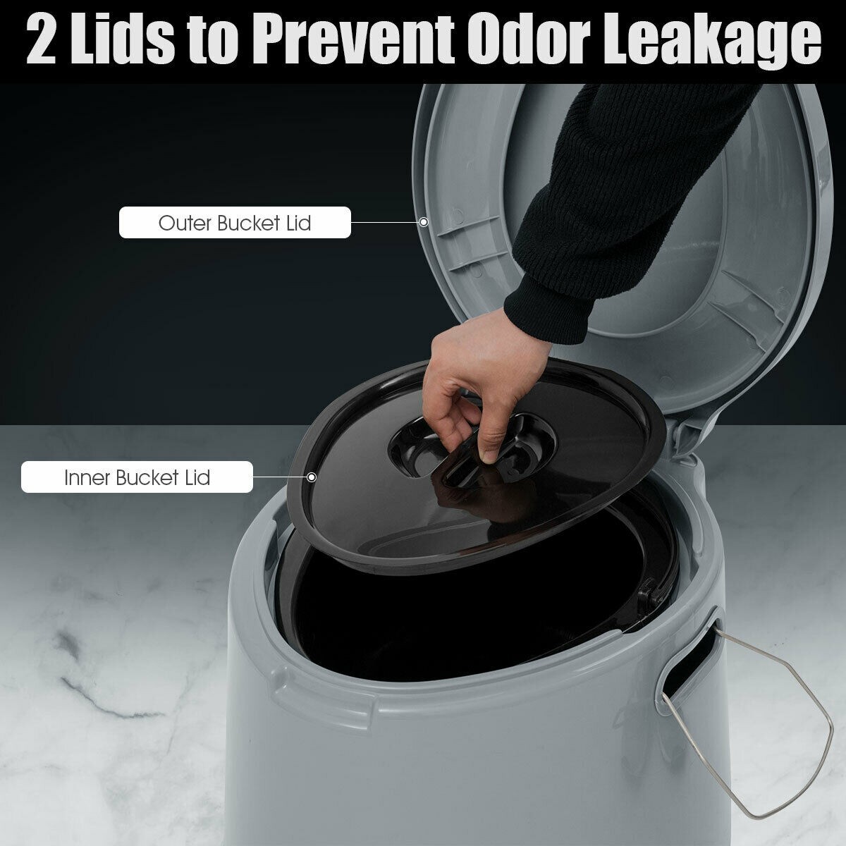 Portable Travel Toilet Indoor Outdoor W/Paper Holder Camping Hiking Boating