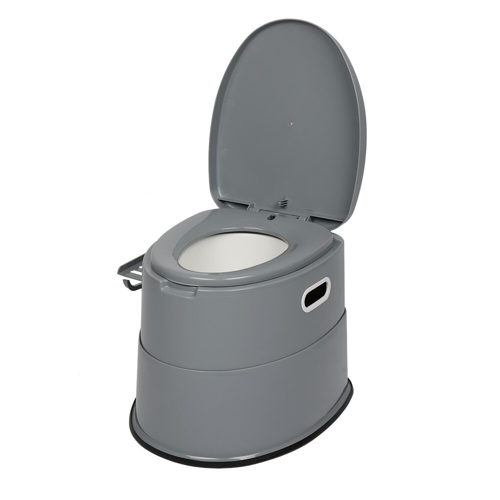 Grey Camping Portable Toilet Travel Outdoor RV Commode Potty+Tissue Box Non-Slip