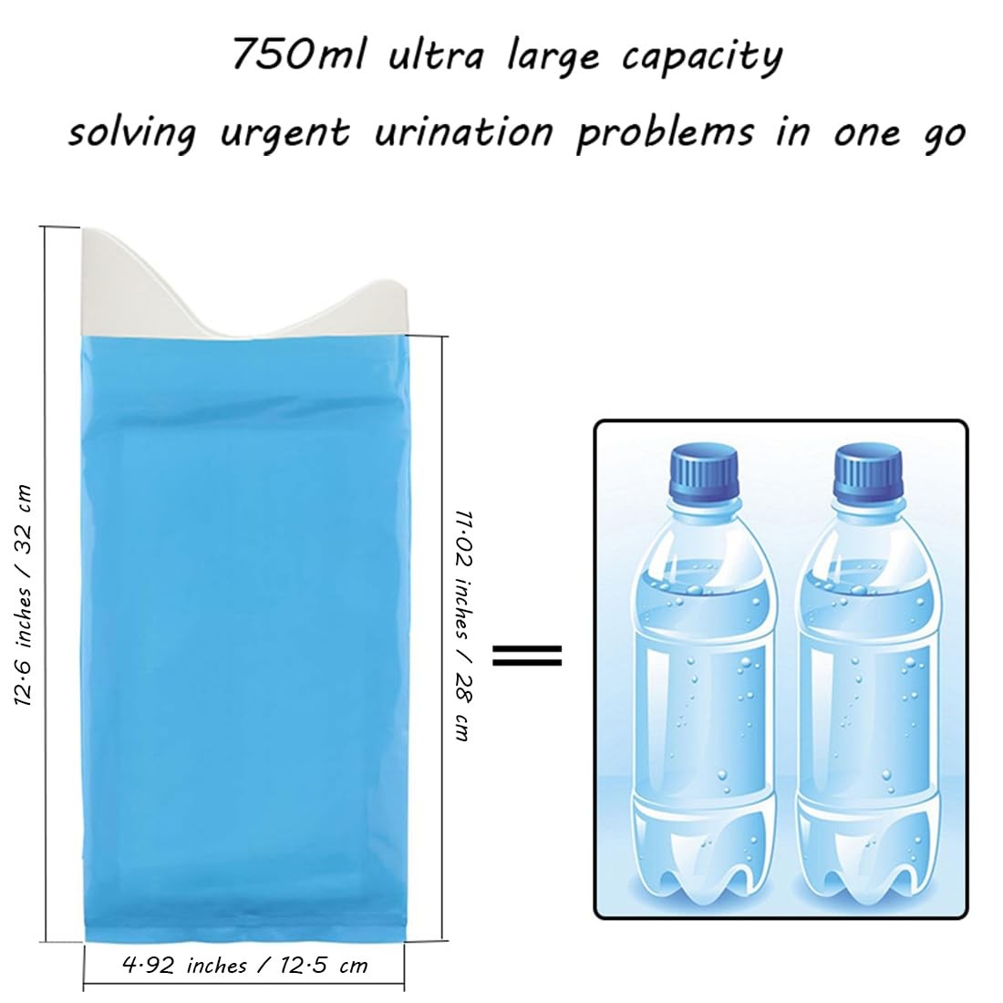 TsuvyXeg Disposable Urine Bags Pee 750ML Vomit 12.6×4.92″, Blue