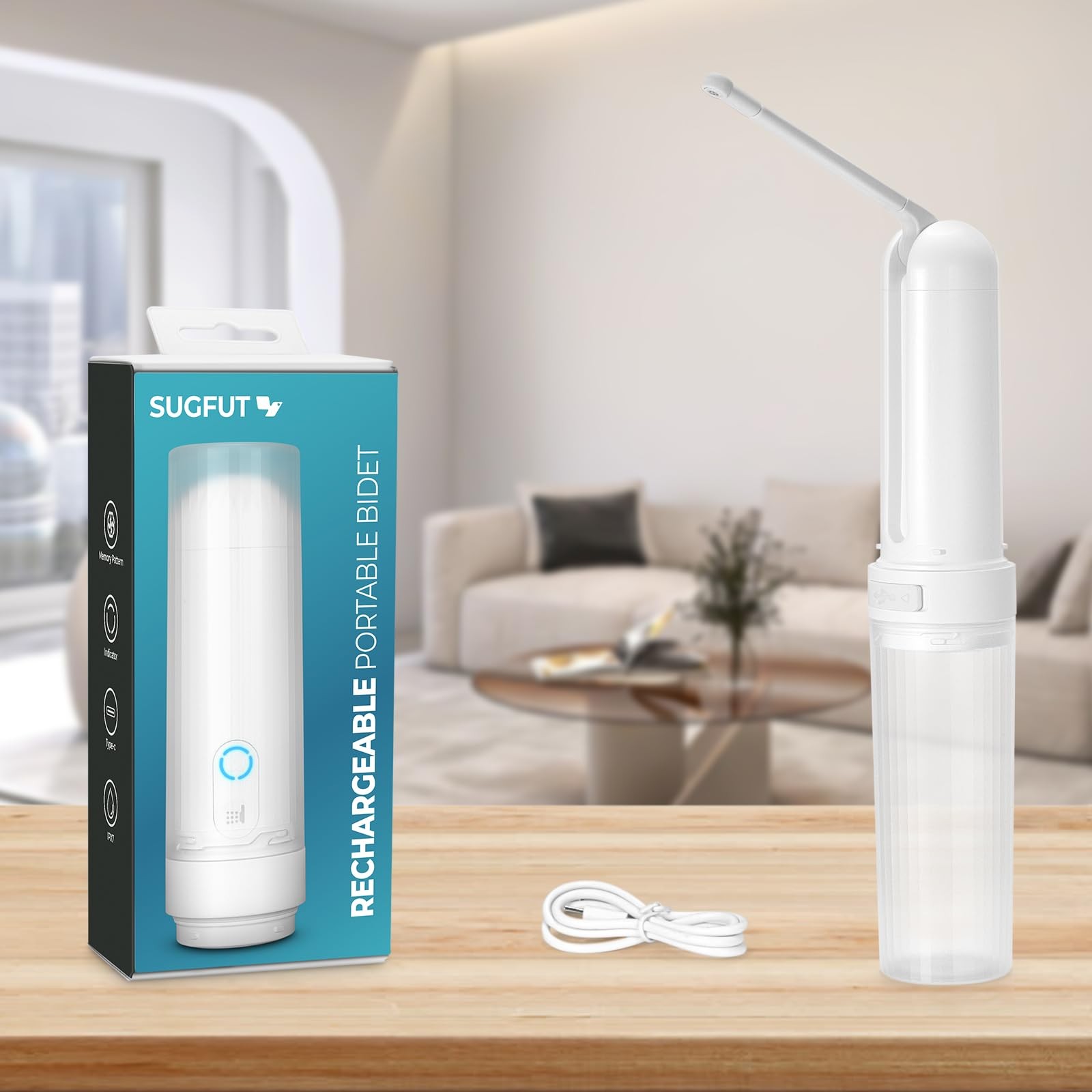 Bidet Portatil Electrico Recargable USB C Con 3 Opciones De Presion Pro