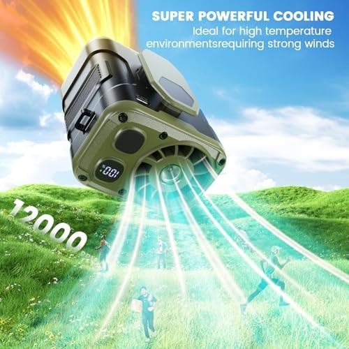 Upgrade Portable Waist Fan Clip On, 10000mAh Rechargeable Medium Green