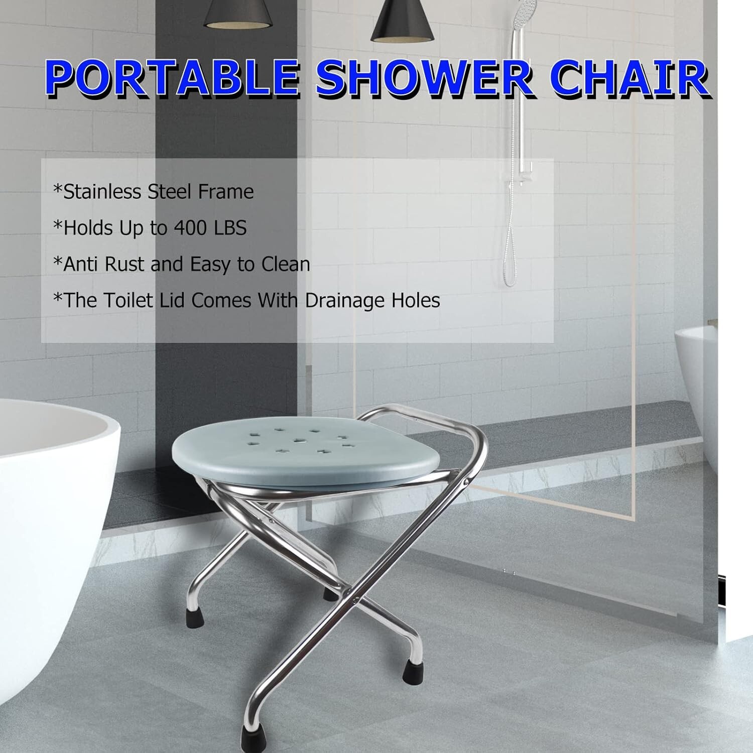 400lbs Stainless Steel Foldable Camping Toilet – Perfect for Outdoor Travel