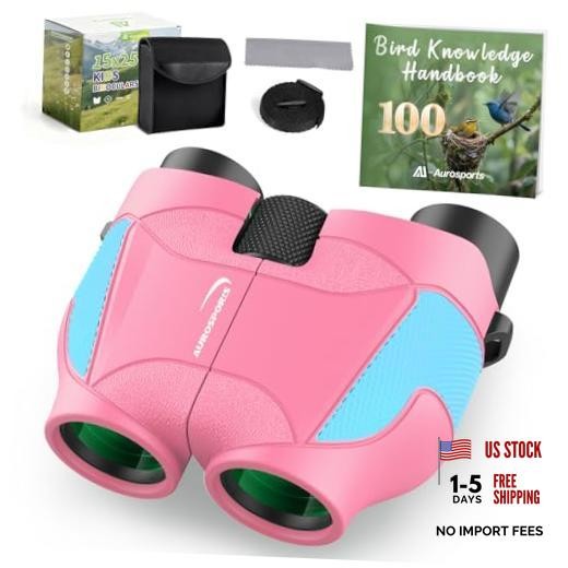 15×25 Compact Binoculars for Kids – Small Binoculars Lightweight with Pink