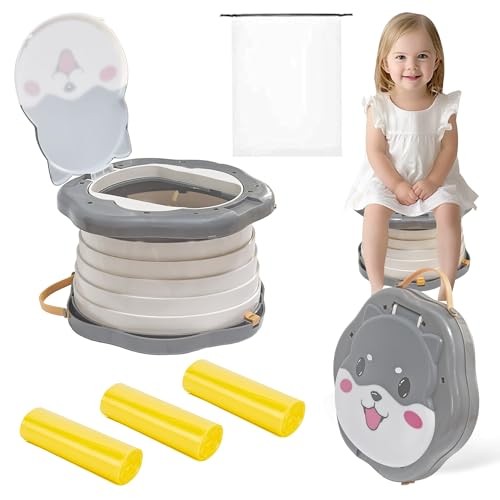 Portable Potty for Kids, Portable Toddler Toilet Cute Puppy Design with Gray