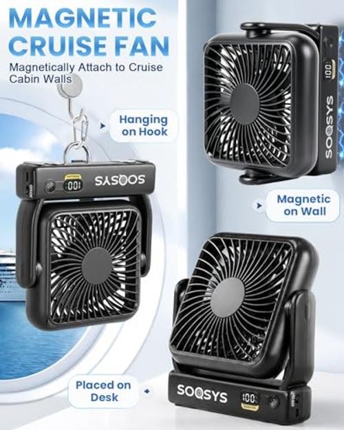 Magnetic Cruise Approved Fan, 5000mAh Ultra-Slim Cruise Fan Rechargeable, 4