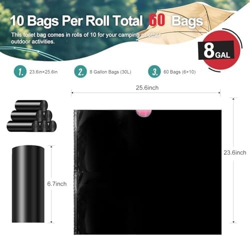 Ann Katy Portable Toilet Bags, Leak-Proof Waste Bags for Outdoor, Hiking