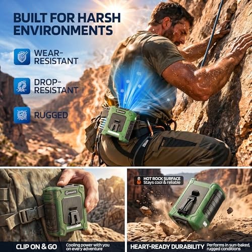 Waist Fan0000mAh Rechargeable Belt Clip Fan, 59ft/s Light Weight 1 Navy Green