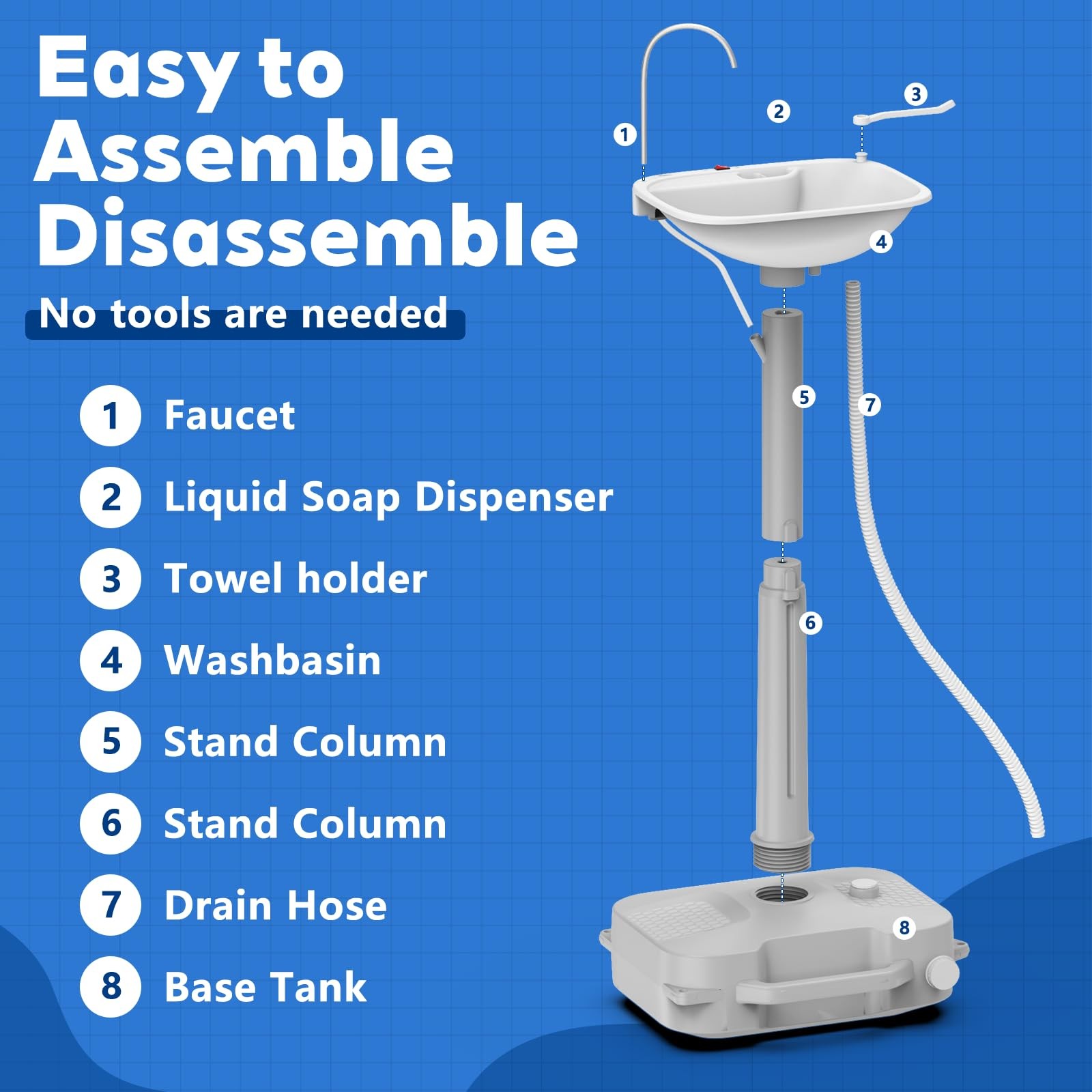 Electric Portable Sink Hand Wash Station 18L Capacity With USB Port or Batte…