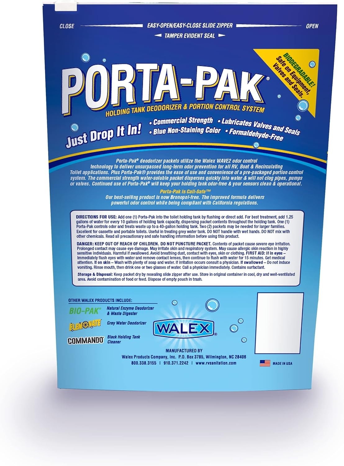 Effortless Porta-Pak RV Tank Deodorizer – Biodegradable & Non-Staining Drop-Ins