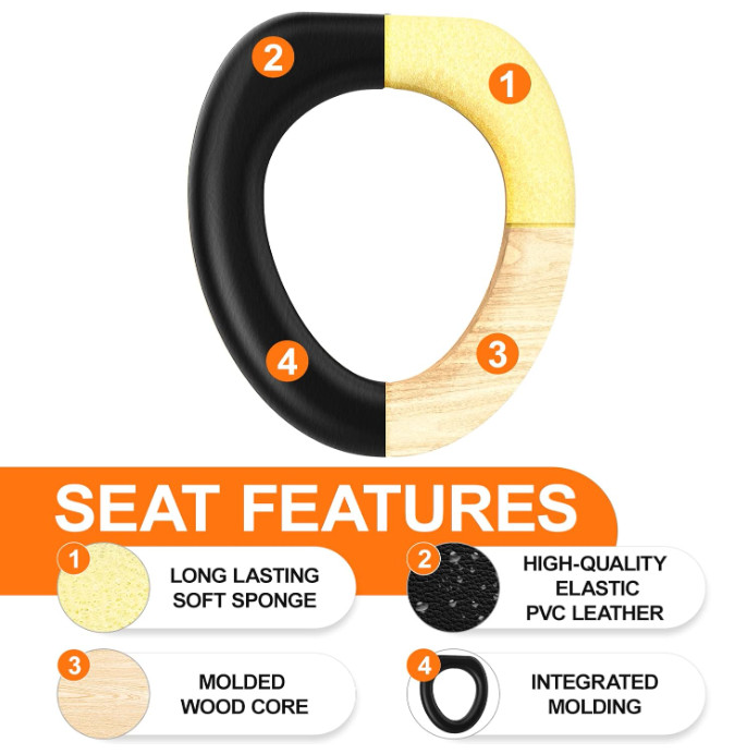 Inodoro portátil plegable acero 350 lb con asiento suave para camping y viajes