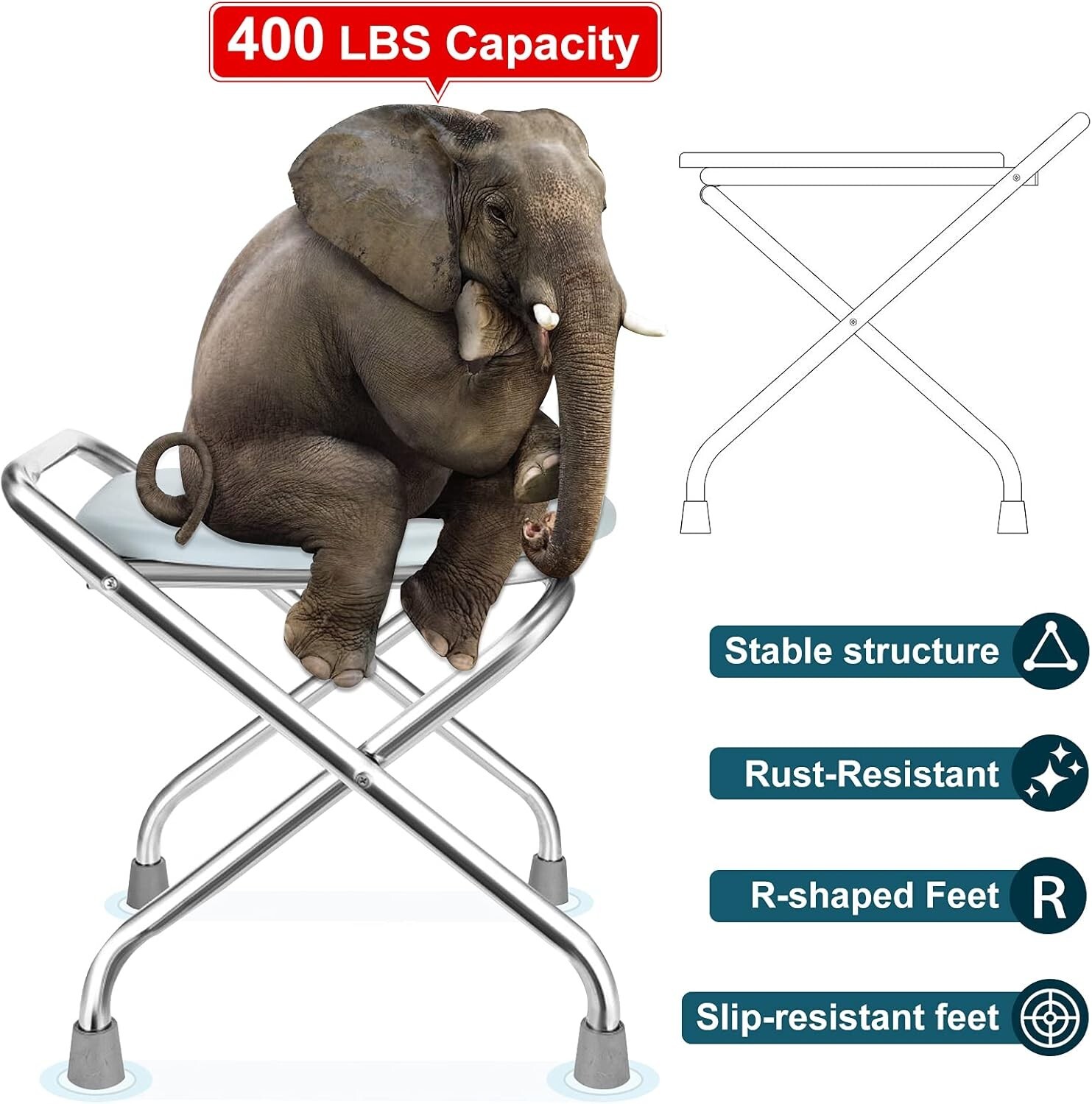 400lbs Stainless Steel Foldable Camping Toilet – Perfect for Outdoor Travel