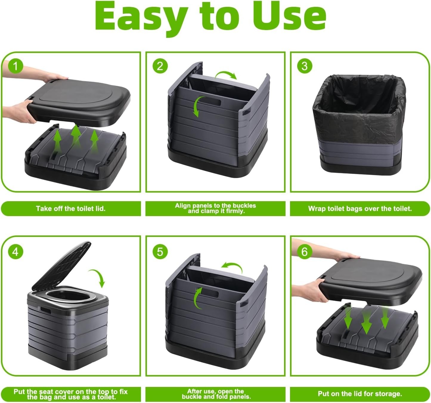 XXL Portable Toilet for Adults,16” Tall Camping Toilet with Lid and Carry Bag