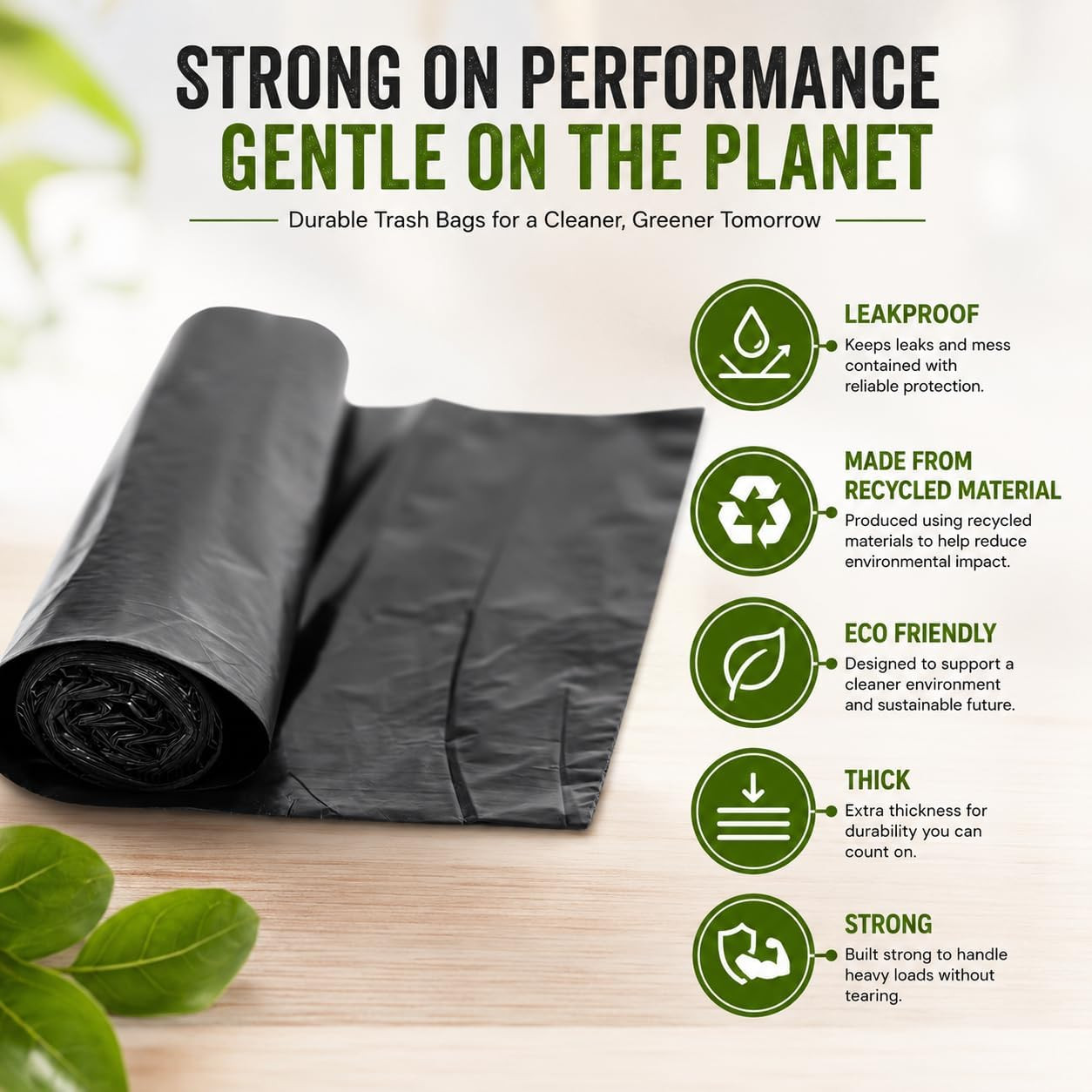 Portable Camping Toilet Waste Bags 8 Gallon Black Recycle Can Liners