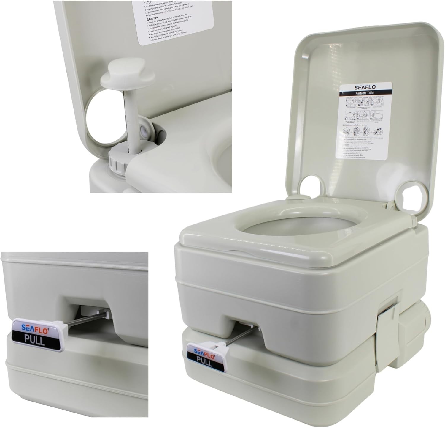 Versatile Off-Grid Outdoor Toilet – 3.43 Gallon Fresh Tank, 440 lbs Capacity