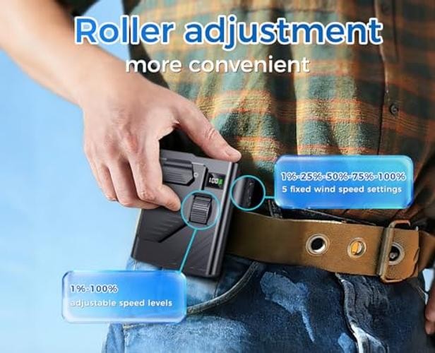 5 in 1 Portable Waist Fan 1-100 Speed Neck fan AI Rechargeable 16H Black
