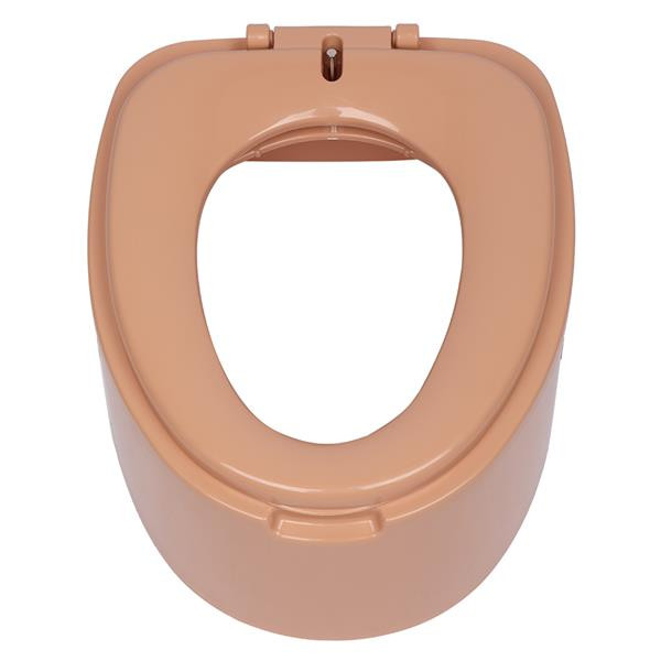 Portable Foldable Toilet with Lid & Anti-Slip Base For Camping Elderly Brown