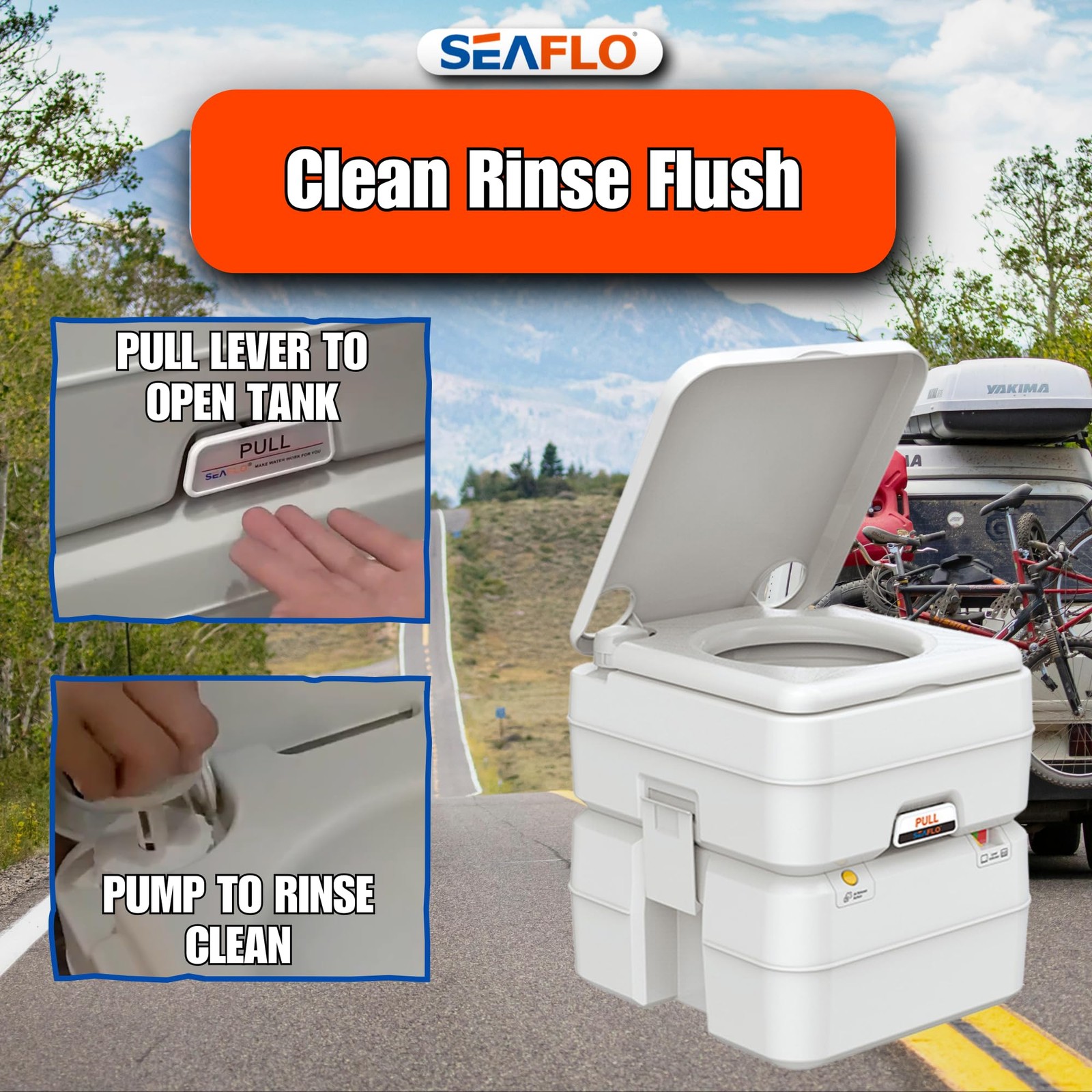 Portable Toilet for RV, Boat, and Camping (5.3 Gallon – Multifunctional)
