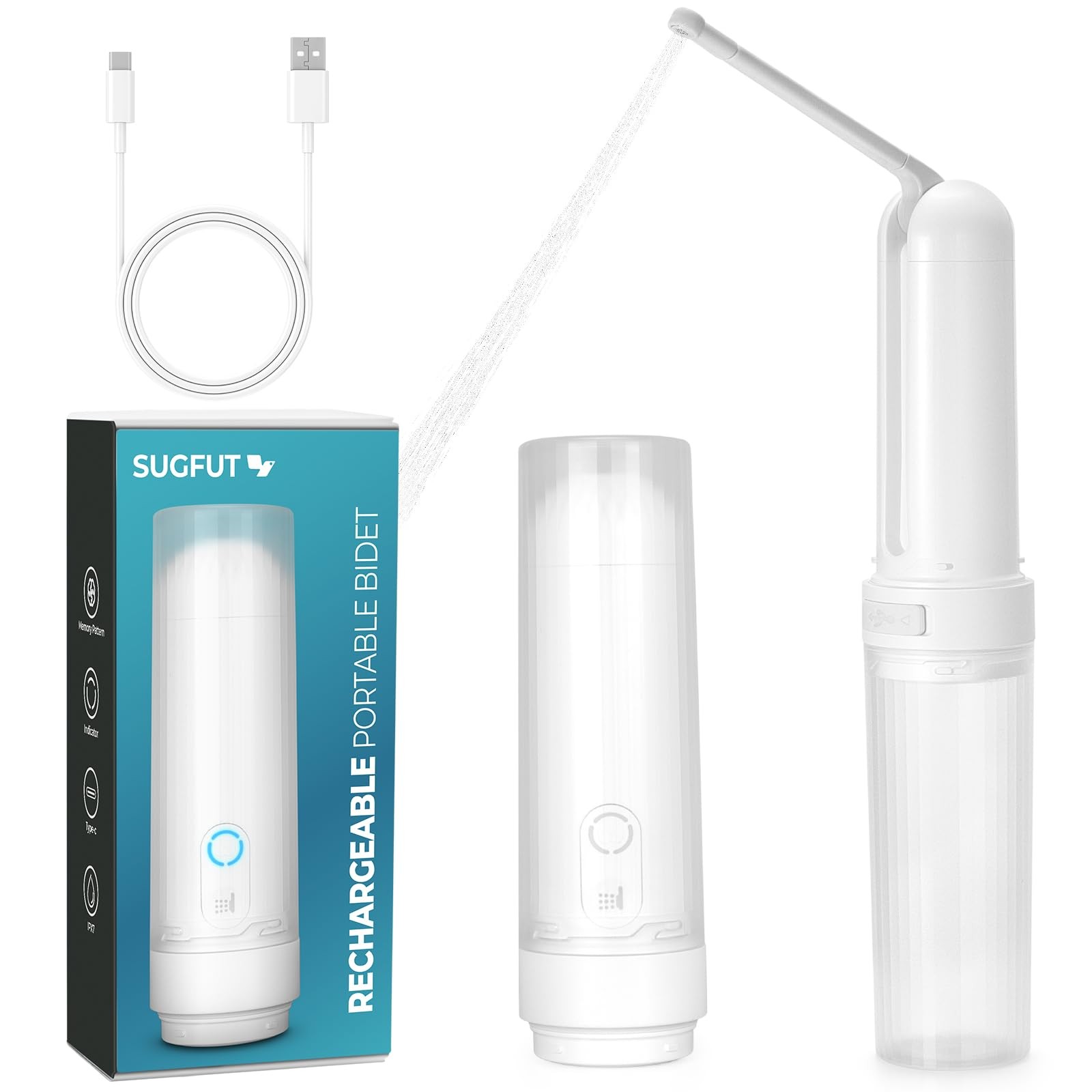 Bidet Portatil Electrico Recargable USB C Con 3 Opciones De Presion Pro