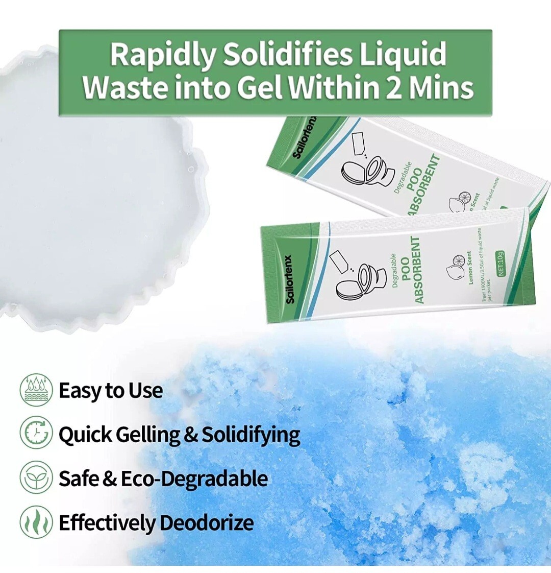Poo Absorbent for Portable Toilet, Camping Toilet Chemicals, Eco Degradable Abs