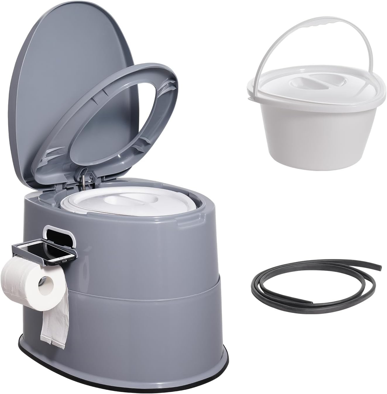RV Toilet for Camping, Portable Toilet with 1.3 Gal Detachable Inner Bucket & Re