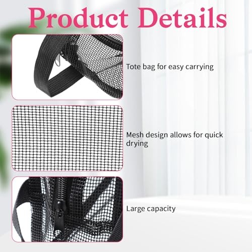 Mesh Shower Bag, Black Portable Shower Bags for Men Mesh Showers Caddy