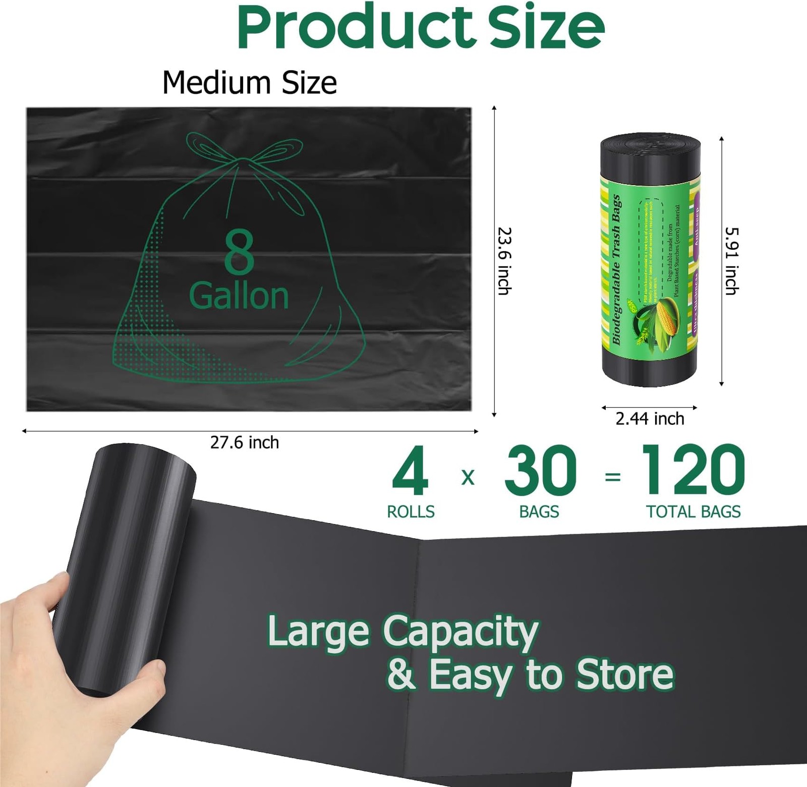 120 Portable Camping Toilet Bags, Biodegradable Compostable 5-8 Gallon Emerge…