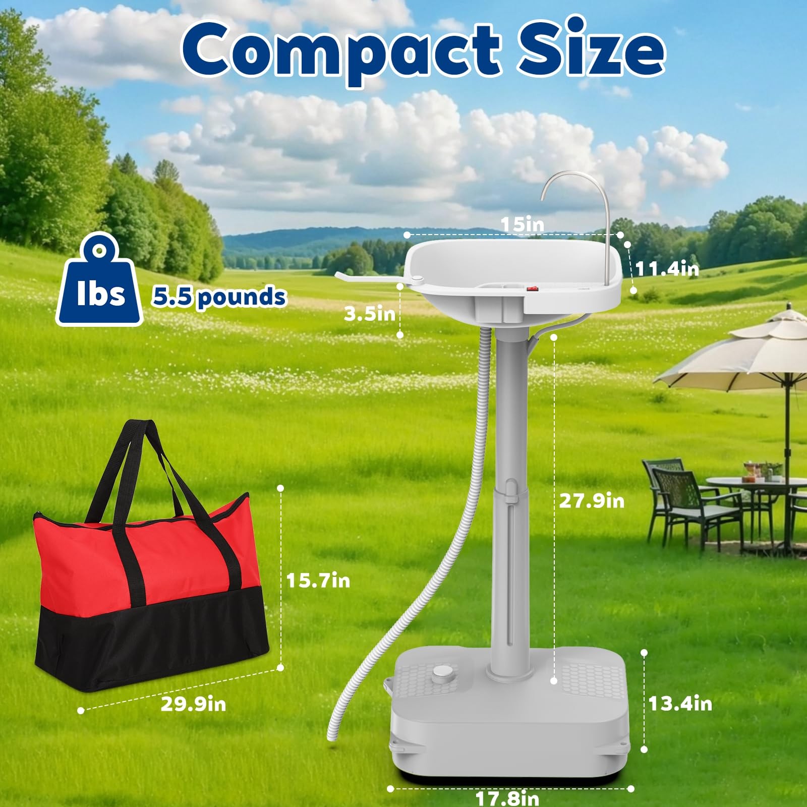 Electric Portable Sink Hand Wash Station 18L Capacity With USB Port or Batte…