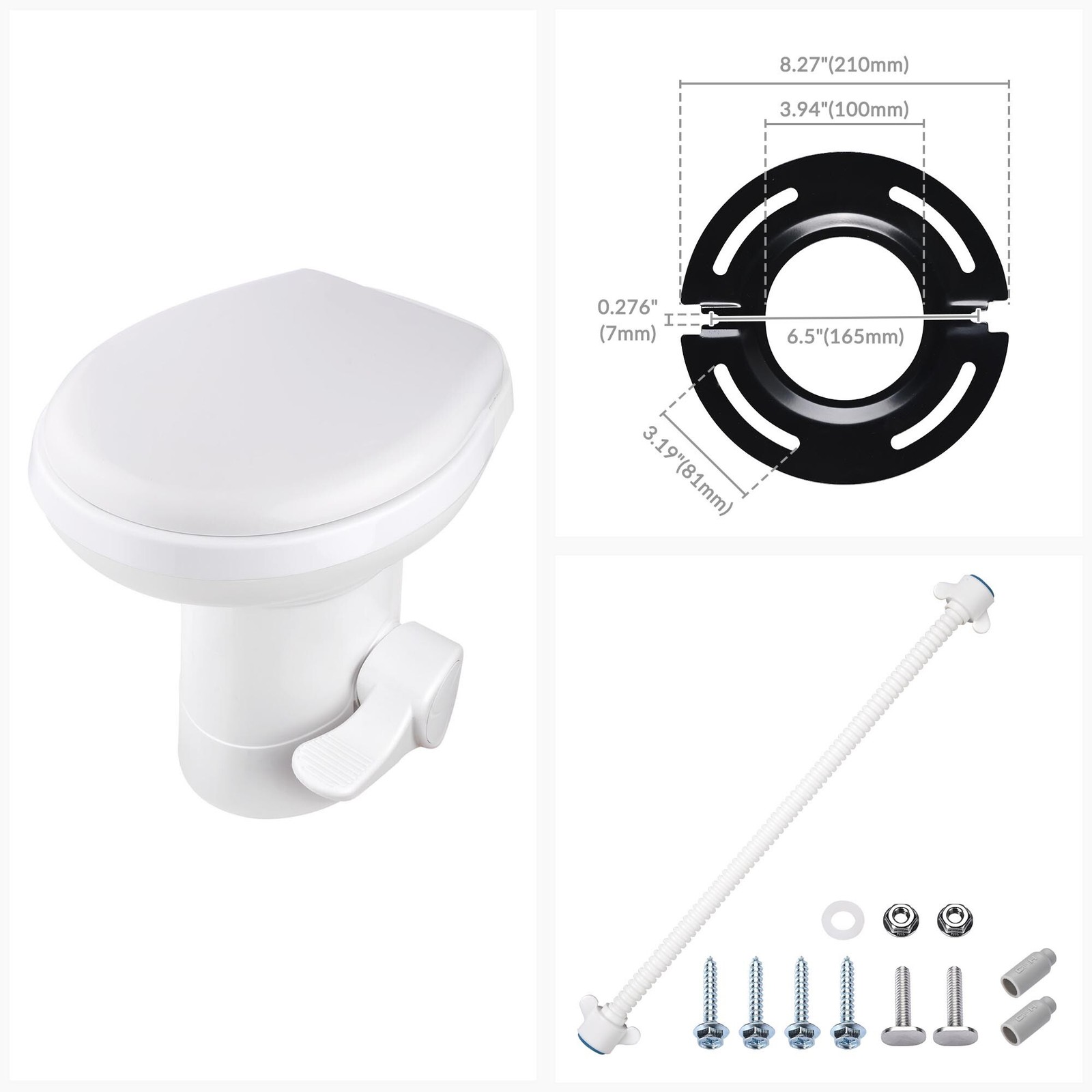 20″ Gravity Flush Toilet RV Camper Foot Pedal for Vehicle Boat Caraven Camping
