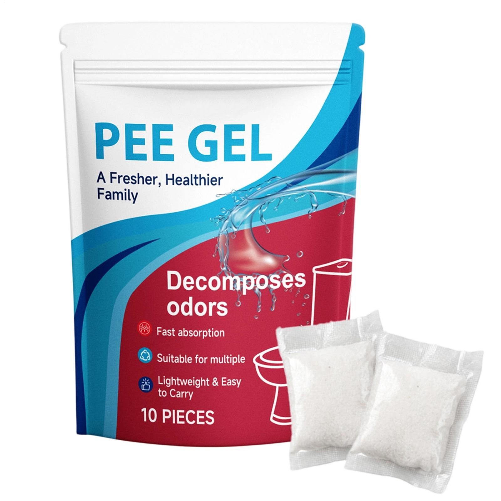 10pcs Portable Toilet Gel Urine Solidifier,Odor Neutralizer, Pee Absorbent Gel