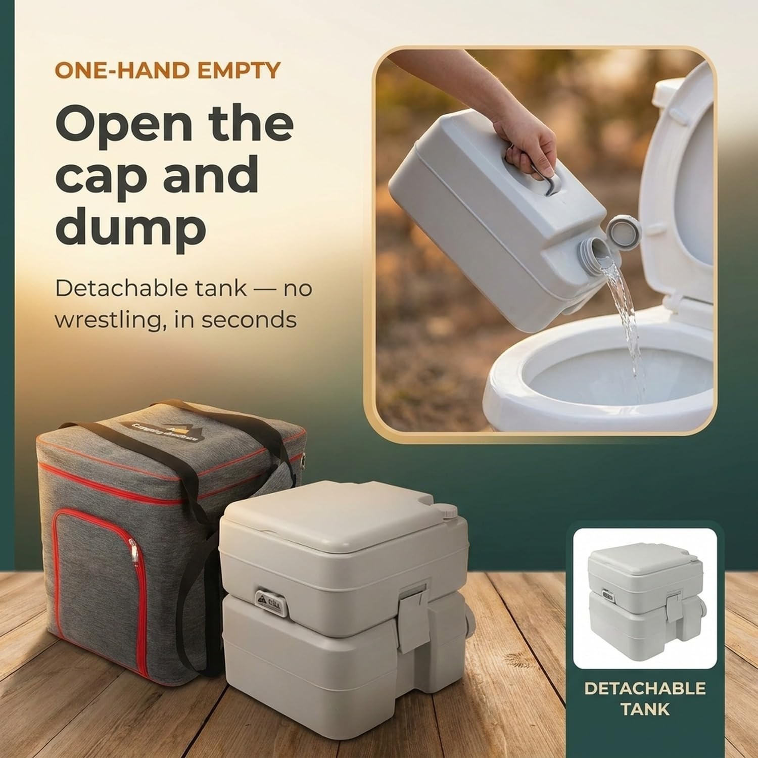 5.3 Gallon Portable Camping Toilet – Extra Large Outdoor Porta Potty, 286 LBS Ca
