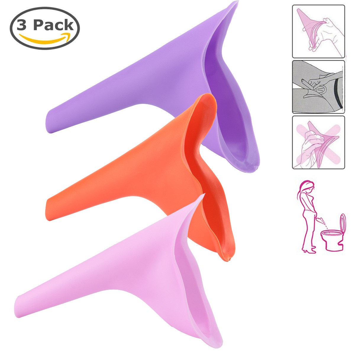 3PCS Reusable Portable Urinal Women Female Travel Camping Travel Toilet US Ship