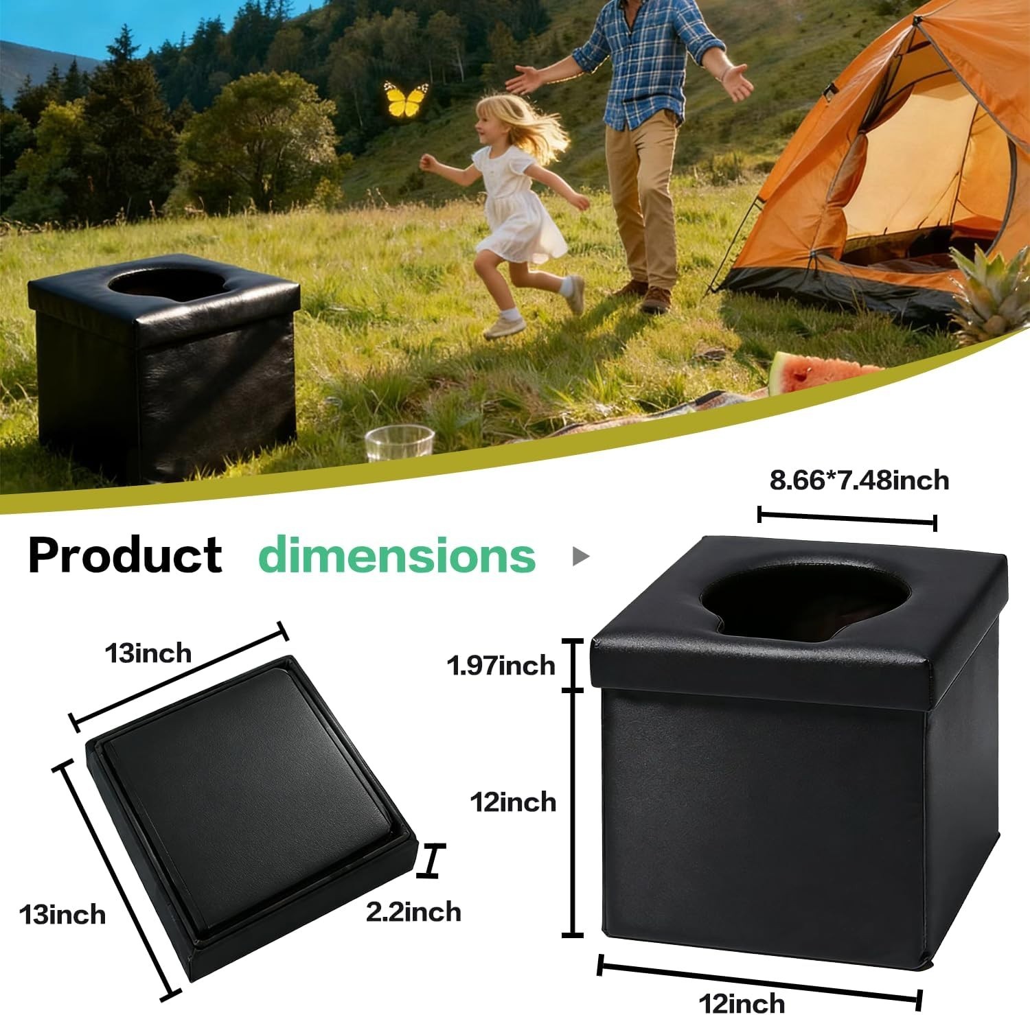 New in the box small foldable, portable toilet good for camping, hiking, etc