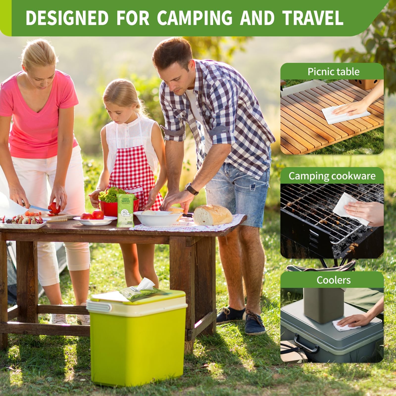 4 Pack Dish Wipes Camping Dish Wipes Travel Dish Soap Camp Kitchen Wipes Port…