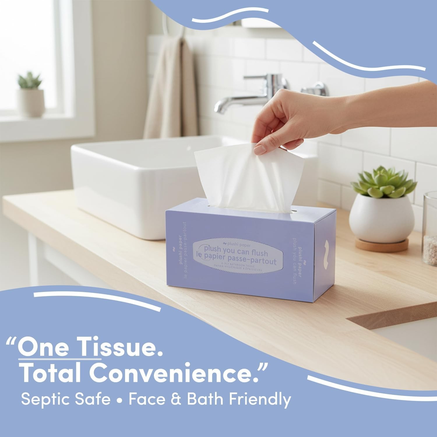 Septic Safe Tube Free Toilet Paper- 4-Ply Quick-Dissolving Biodegradable Tissue